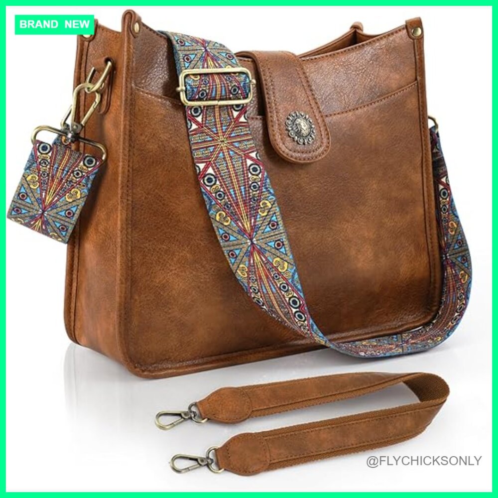 Vegan Leather Hobo Crossbody Bag With 2 Detachable Straps